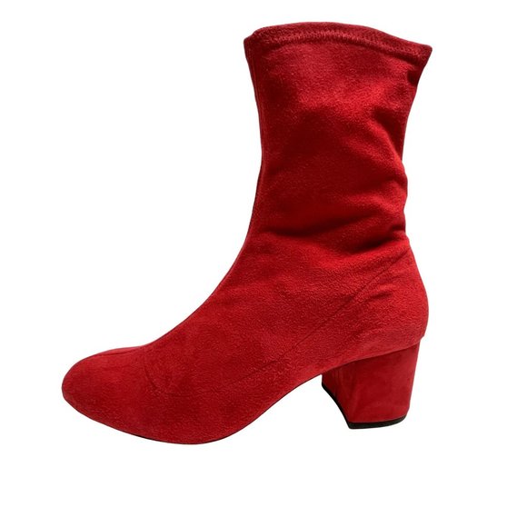 NIB SCHUTZ WOMENS LUPE SCARLET RED SUEDE BOOTS SZ 9.5 - Picture 3 of 13